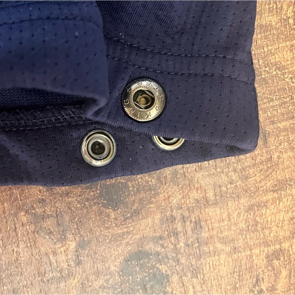 Nike FitDry Women  athletic pants Sz large navy blue white drawstring pockets - Picture 4 of 5